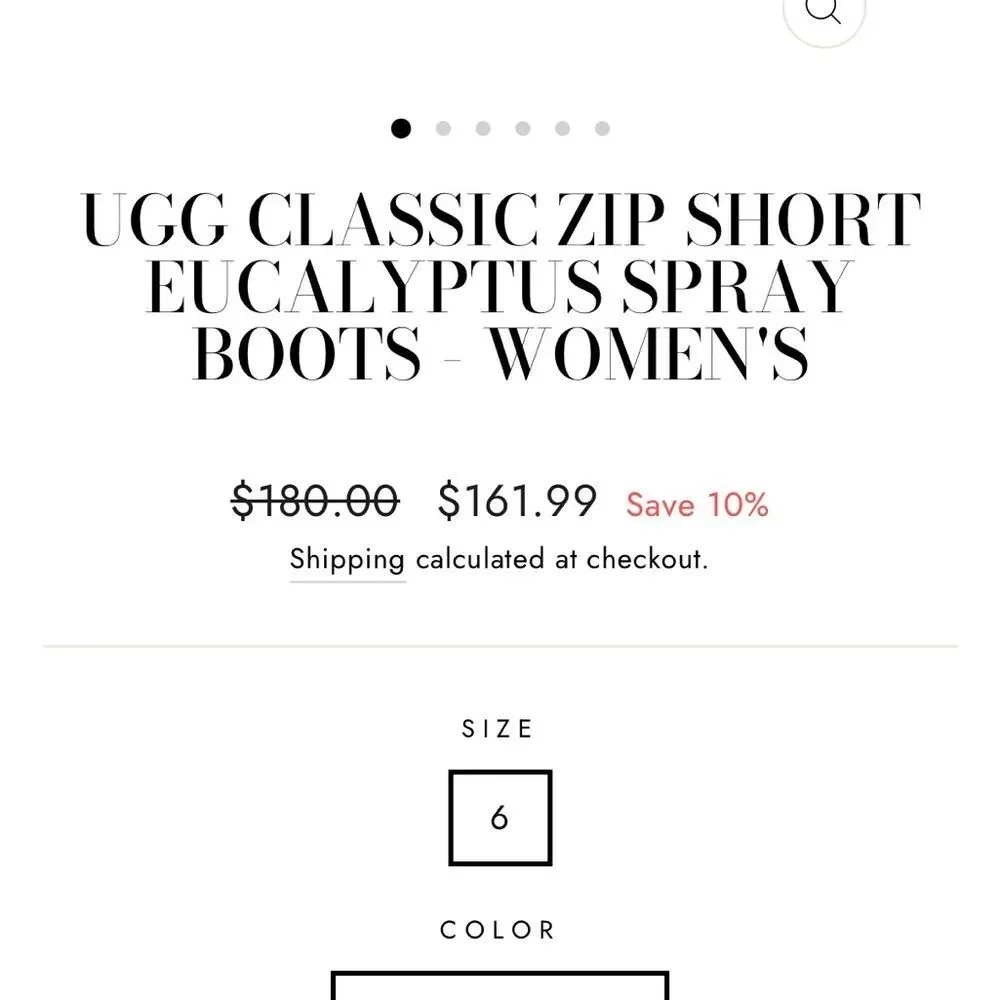 UGG Classic Zip Short Eucalyptus Boots 6